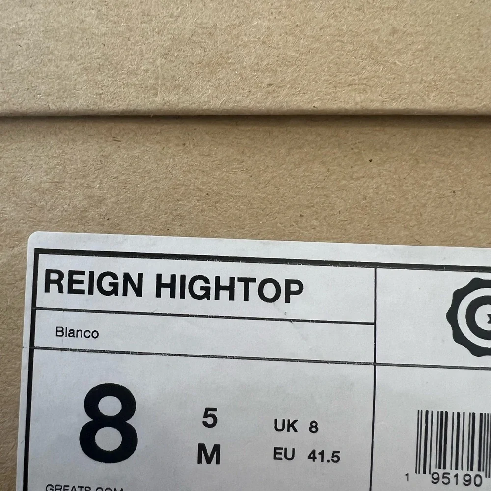 Greats The Reign High Top Blanco Italian Leather Distressed Sneakers Size 8.5 US